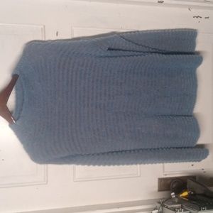 CHICOS ZENERGY SWEATER BLUE & GRAY STRIPE